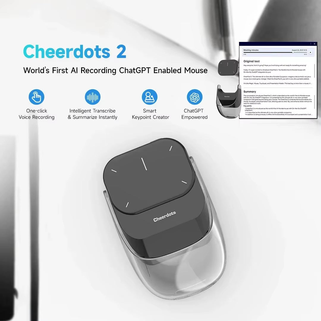 New Detachable Laser Pointer AI Smart Bluetooth Mouse Wireless Touchpad Presenter Remote Voice Recording Deepseek Business Mouse